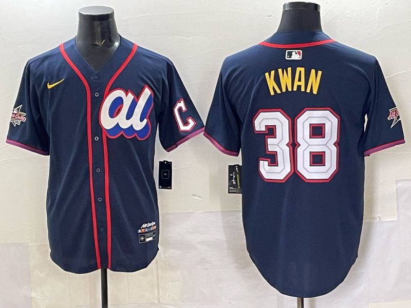 Men 2025 Cleveland Indians 38 Kwan Drak Blue All star Nike MLB Jersey style 1